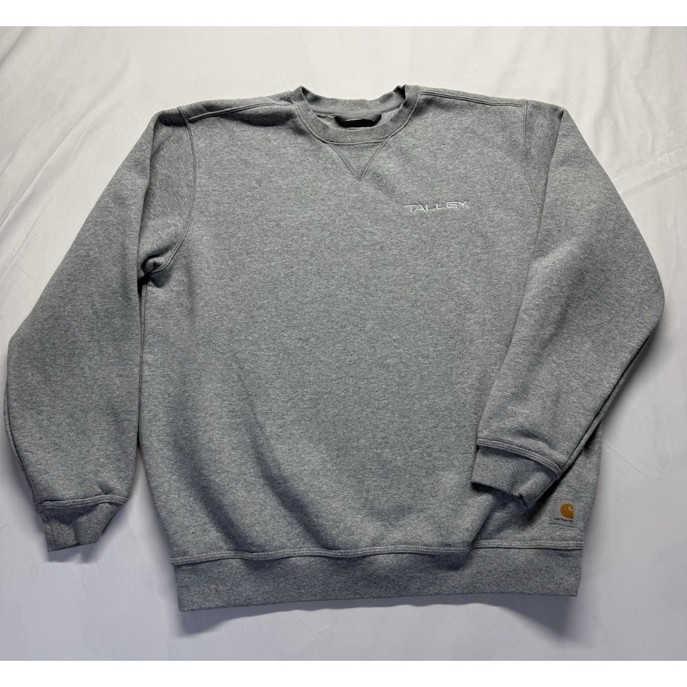 Carhartt Crewneck Pullover Mens Light Gray Loose Fit Sweatshirt SZ L Logo Talley